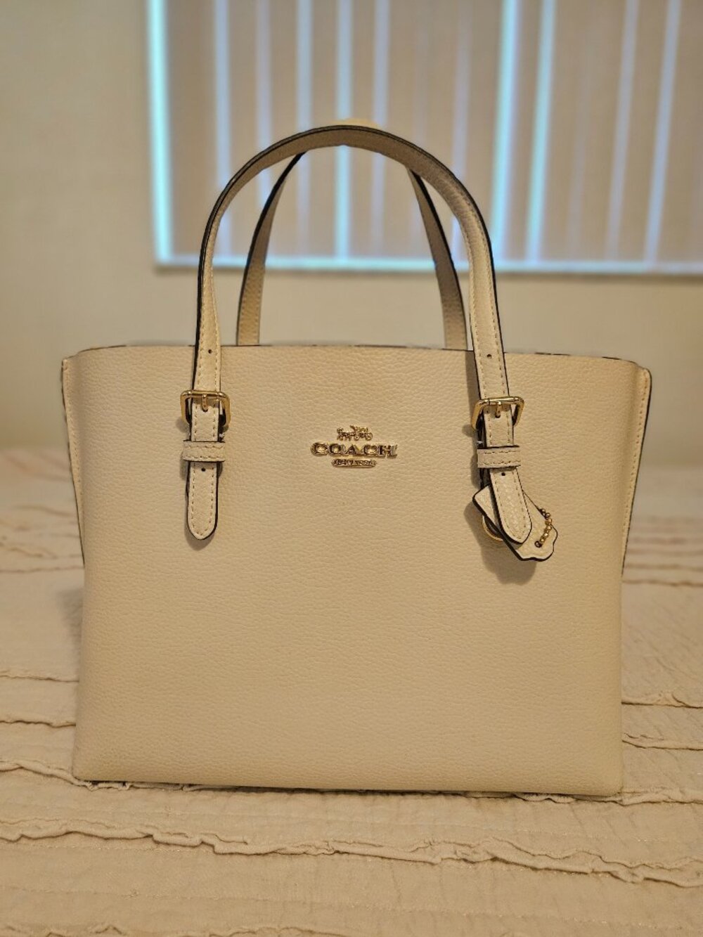 ​Coach Pebble Leather Carryall Tote - Ivory/Chalk with Gold Hardware